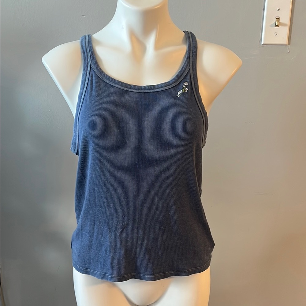 American Eagle Ribbed Navy Blue Tank Top